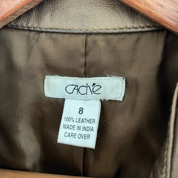Vintage Cache Metallic Bronze Leather Jacket size 8 Y2K 90s - Picture 2 of 12